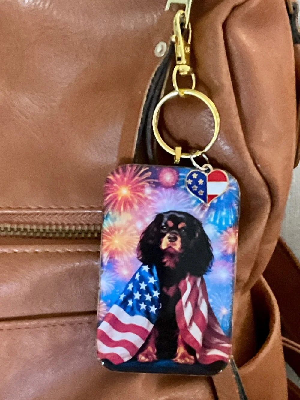 Cavalier King Charles Spaniel black & tan keyring / purse charm handmade / Sally